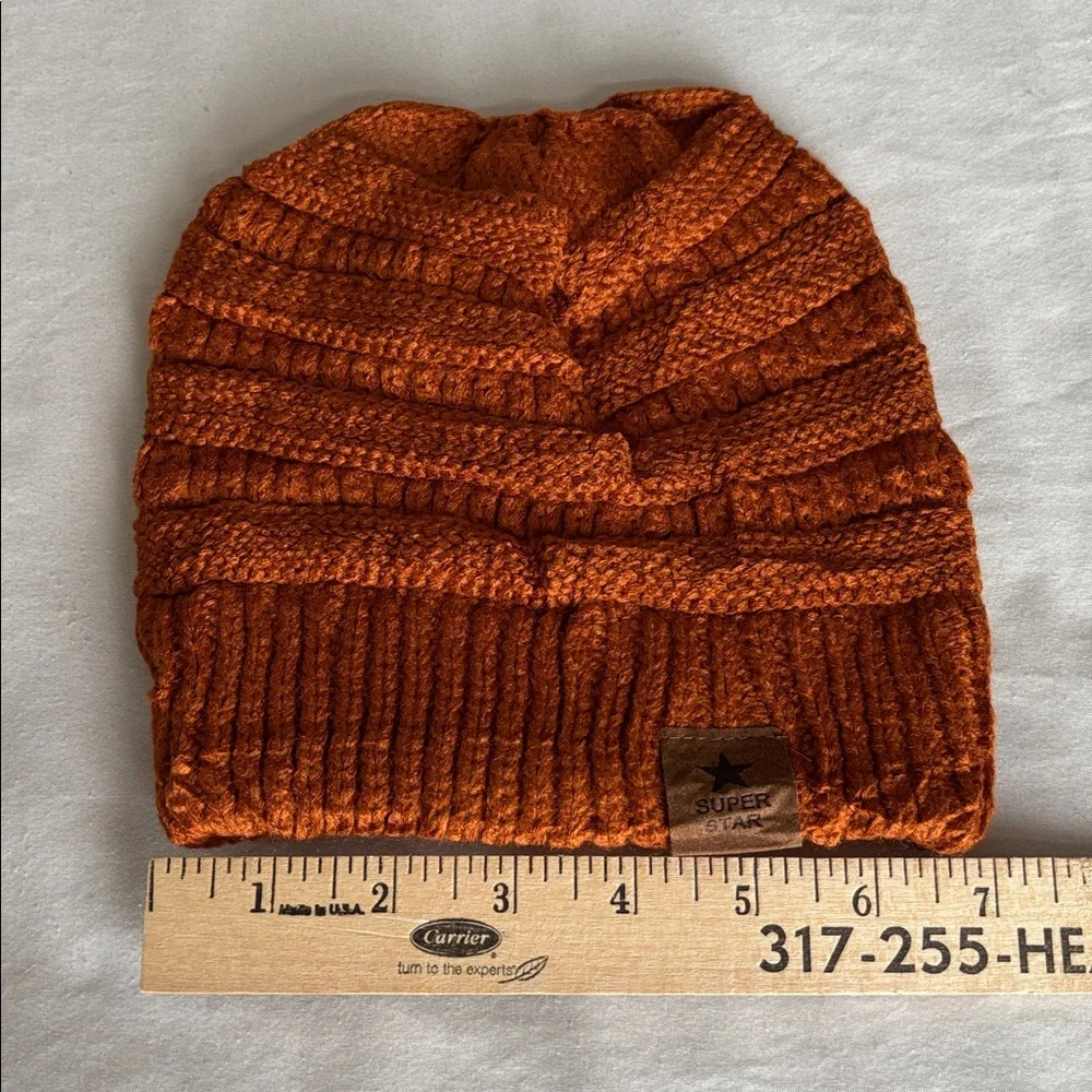 SUPER STAR Soft Rib Knit Beanie Winter Hat Copper Youth Size M NWOT